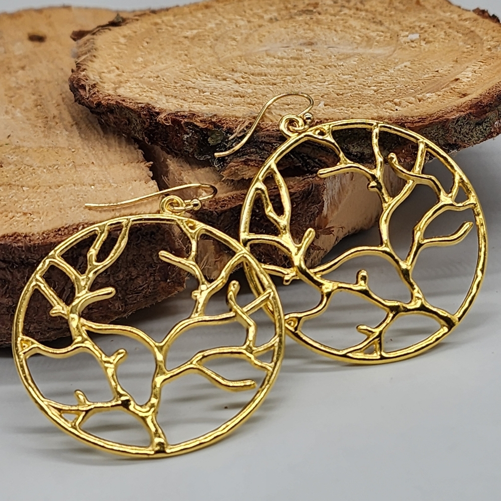 Johnny Was Teresa Tree 14k Gold plated Lightweight Earrings Hypoallergenic